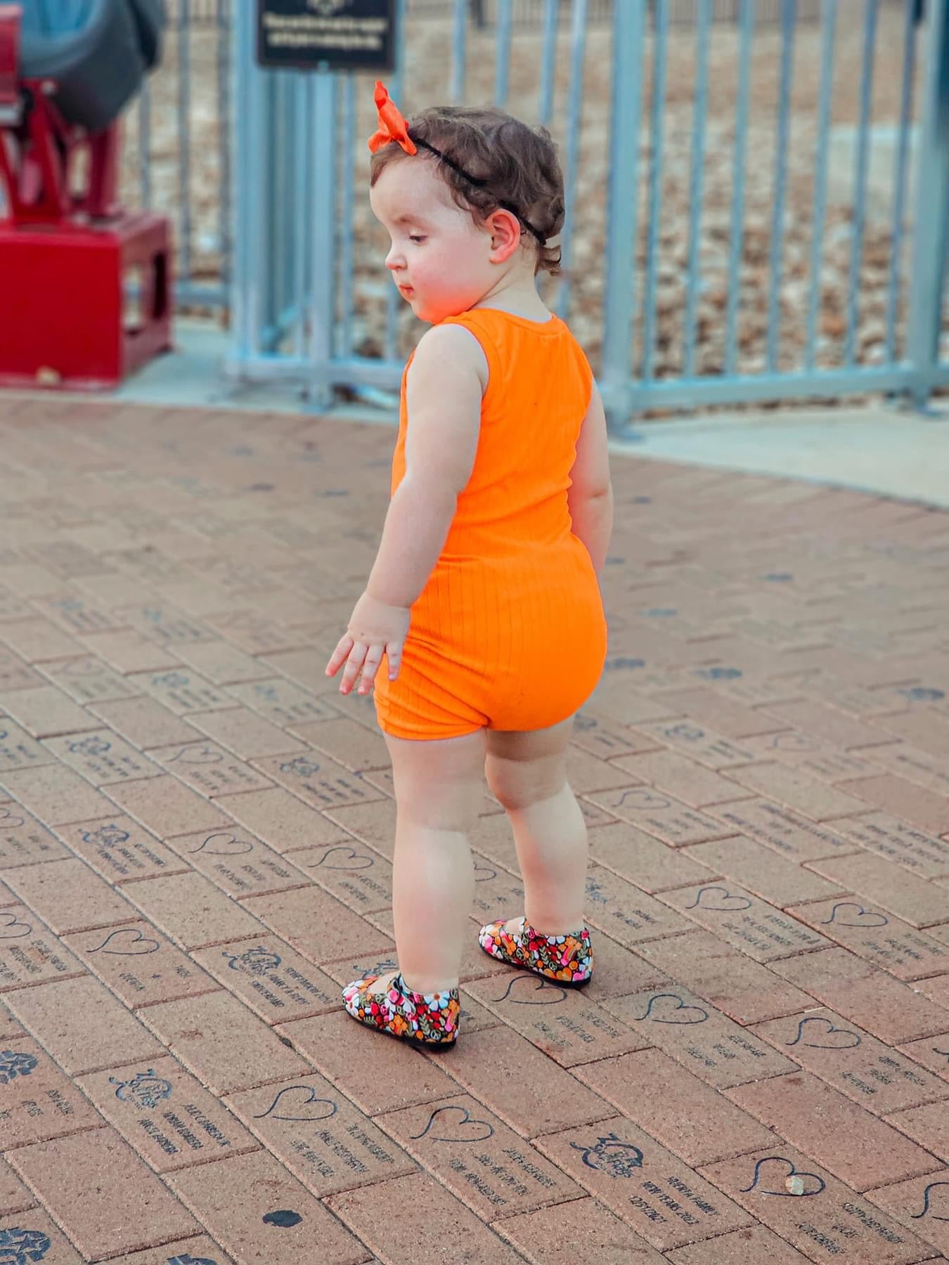 Neon Orange Ollie Romper