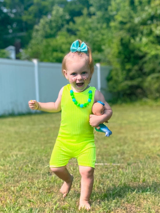 Neon green Ollie romper