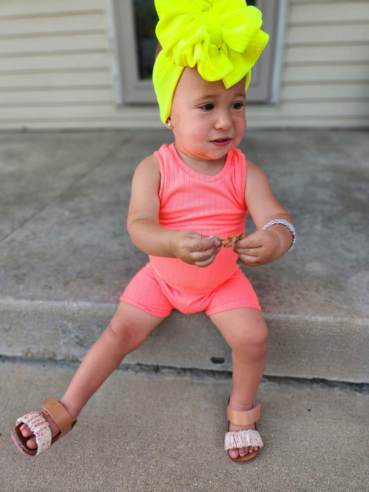 Neon coral Ollie romper