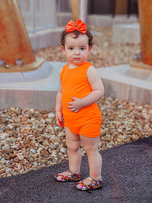 Neon Orange Ollie Romper